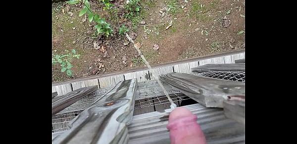  Amateur Guy Pissing Off Porch In Public